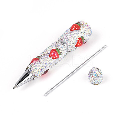 Resin & Polymer Clay Pave Rhinestone Ball-Point Pen AJEW-T013-04D-1