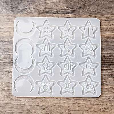 Twelve Constellations Moon & Star Pendants Silicone Molds DIY-G073-03-1