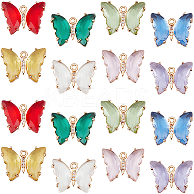 16Pcs 8 Colors Glass Pendants GLAA-BBC0001-08-1