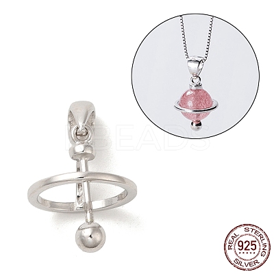 Anti-Tarnish Rhodium Plated 925 Sterling Silver Locket Style Planet Pinch Bails STER-NH0001-55B-P-1