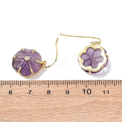 Flower Natural Mixed Stone Dangle Earrings EJEW-G456-01G-1