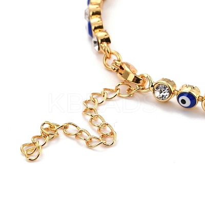 Flat Round with Evil Eye Link Chain Bracelet BJEW-C007-05G-02-1