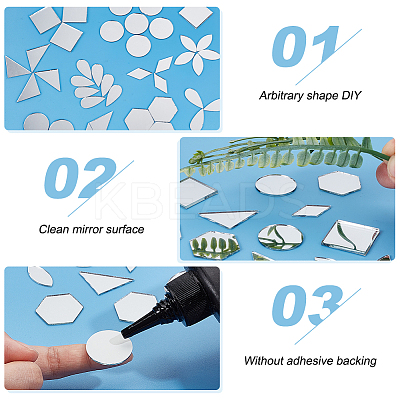 210Pcs 7 Styles Glass Mirror Mosaic Tiles DIY-OC0011-76-1