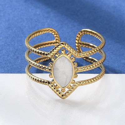 304 Stainless Steel Enamel Cuff Rings X-RJEW-M171-32G-1