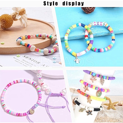 1 Strand Flat Round Handmade Polymer Clay Beads CLAY-SC0003-33A-1