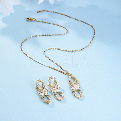 Plastic Beaded Oval with Flower Jewelry Set YW1382-1-1