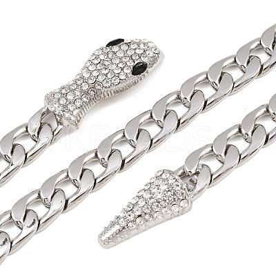 Alloy Rhinestone Snake Cuban Link Chain Necklaces for Women WGC9FDE-04-1