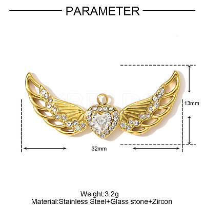 304 Stainless Steel with Cubic Zirconia Pendants STAS-OY001-64G-1