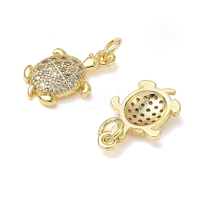 Brass Micro Pave Clear Cubic Zirconia Pendants KK-L253-23G-02-1