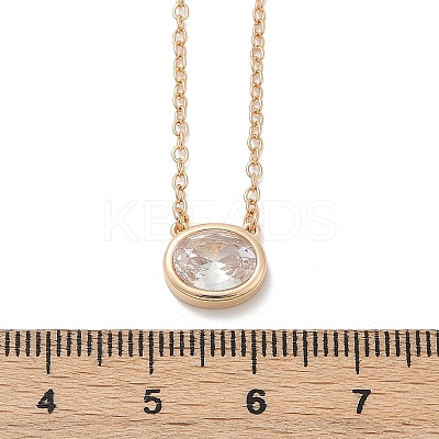 Brass Pave Clear Cubic Zirconia Pendant Necklaces for Women NJEW-Z079-02G-02-1