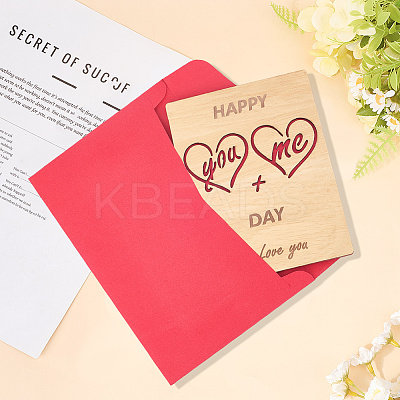 Valentine's Day Wooden Greeting Cards DIY-CP0011-91A-1