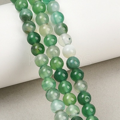 Natural Striped Agate/Banded Agate Bead Strands G-G962-6mm-02-1