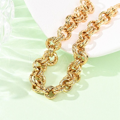 Hammered 304 Stainless Steel Double Ring Link Chains Bracelets for Women BJEW-G780-06G-01-1