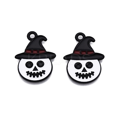 Halloween Theme Spray Painted Alloy Enamel Pendants ENAM-T020-09C-1
