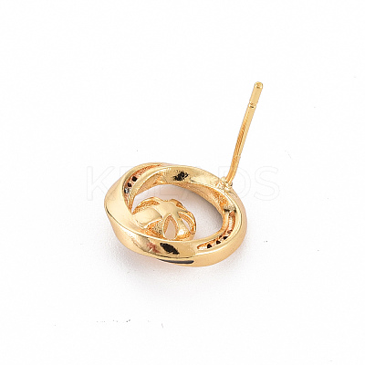 Brass Micro Pave Clear Cubic Zirconia Stud Earring Findings KK-N233-125-NF-1