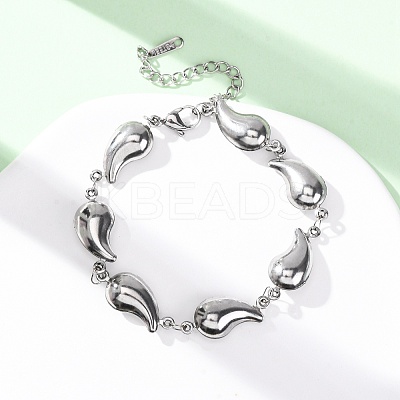304 Stainless Steel Teardrop Shape Link Bracelets for Women BJEW-L706-05P-1