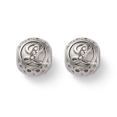 304 Stainless Steel Rhinestone European Beads STAS-A092-10L-P-1