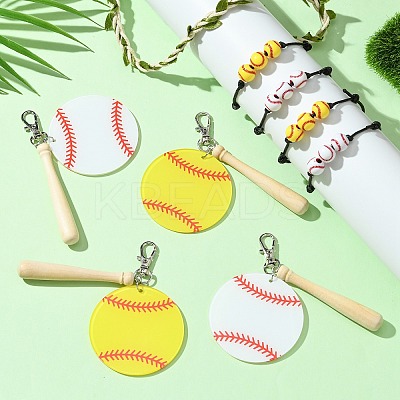 8Pcs Acrylic & Wood Pendant Decoration HJEW-CJ00052-1