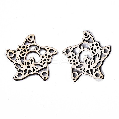 Unfinished Natural Poplar Wood Filigree Joiners Links WOOD-N006-75-1