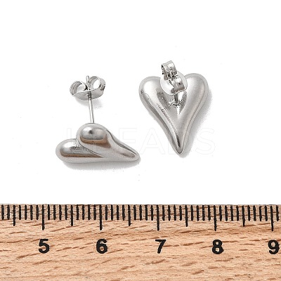304 Stainless Steel Heart Stud Earrings LS-EJEW-F398-01P-1