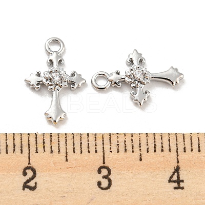 Brass Micro Pave Cubic Zirconia Charms KK-E090-04P-1