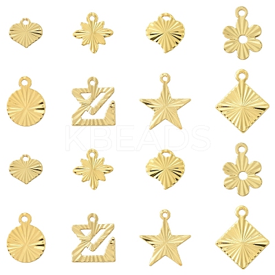 32Pcs 8 Styles Rack Plating Brass Charms KK-FS0001-53-1