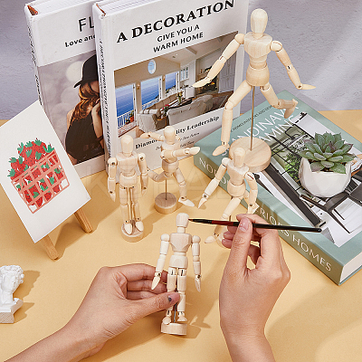 3 Styles Unfinished Blank Wooden Puppet DIY-FH0006-97-1