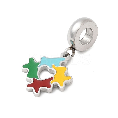 304 Stainless Steel Colorful Enamel European Dangle Charms STAS-D153-01A-P-1