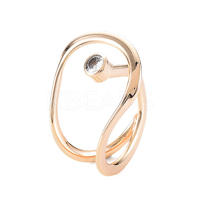 Brass Inlaid Clear Cubic Zirconia Cuff Rings KK-S356-571-NF-1