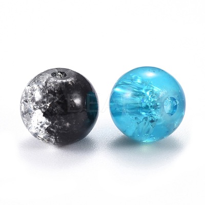 5 Colors Spray Painted & Baking Paint Crackle Glass Beads CCG-X0010-11-8mm-1