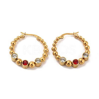 304 Stainless Steel Beaded Hoop Earrings LS-EJEW-G368-05G-1