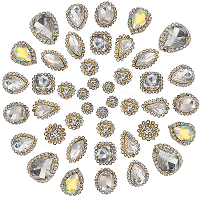 100Pcs 10 Style Flower/Horse Eye/Teardrop Sew on Rhinestone RGLA-GF0001-14A-1