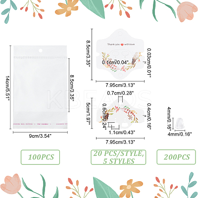 100Pcs Hexagon with Flower Pattern Paper Jewelry Display Cards DIY-PH0013-47-1