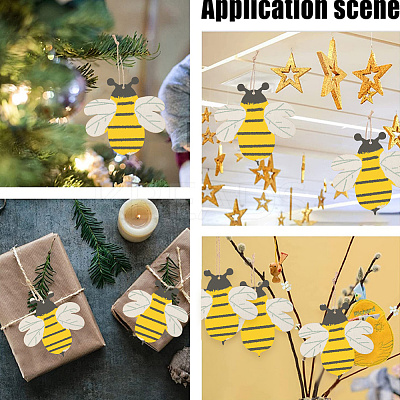 Wood Insect Pendant Decorations HJEW-WH20016-02A-1