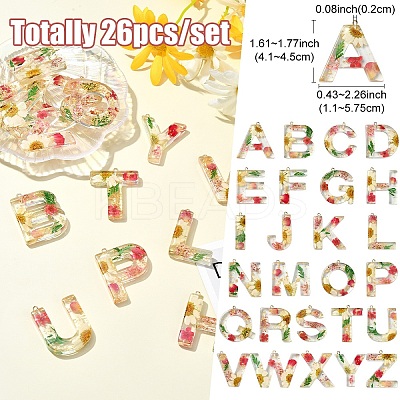 26Pcs 26 Styles Transparent Epoxy Resin Pendants CRES-YW0002-28D-1