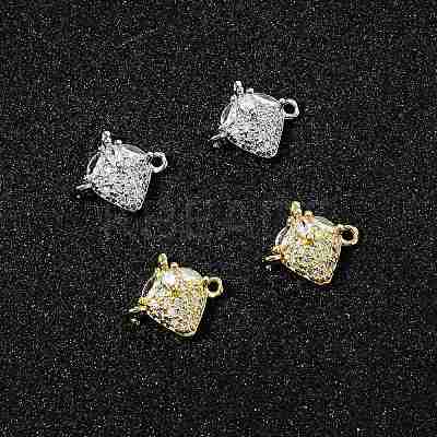 4Pcs 2 Colors Brass Pave Cubic Zirconia Fruit Connector Charms KK-FS0001-73C-1