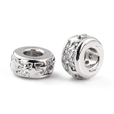 Brass Micro Pave Clear Cubic Zirconia Beads ZIRC-P091-02B-P-RS-1