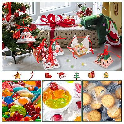32Pcs 4 Style Christmas Theme Pyramid Shaped Paper Bakery Boxes BAKE-BC0001-01-1