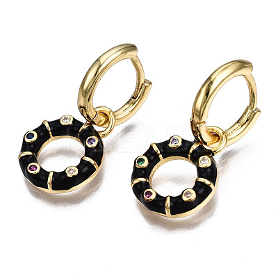 Brass Micro Pave Cubic Zirconia Huggie Hoop Earrings EJEW-T014-42G-NF-1