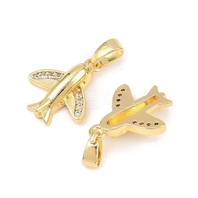 Brass Micro Pave Clear Cubic Zirconia Pendants KK-G549-18B-G-1
