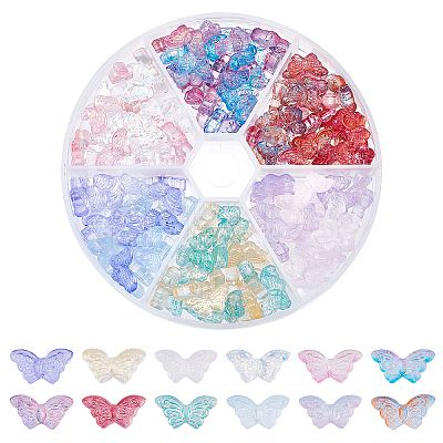 144Pcs 12 Color Transparent Spray Painted Glass Beads GLAA-CA0001-40-1