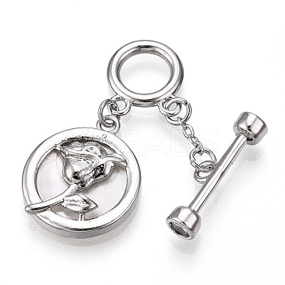 White Shell Toggle Clasps KK-P223-12P-02-1