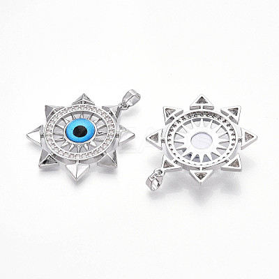 Brass Micro Pave Cubic Zirconia Pendants KK-N257-24P-1