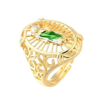 Adjustable Brass Cuff Rings for Women RJEW-F181-03G-1