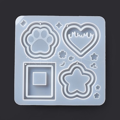 DIY PawPrint & Heart & Star & Rectangle Shaped Pendant Food-grade Silicone Molds SIMO-D001-05-1