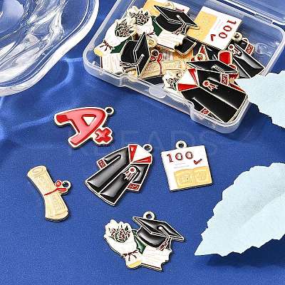 20Pcs 5 Styles Graduation Season Alloy Enamel Pendants ENAM-FP0002-80-1