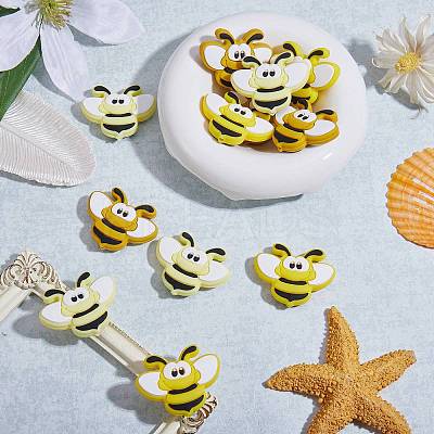 12Pcs 3 Colors Bees Silicone Focal Beads JX658A-1