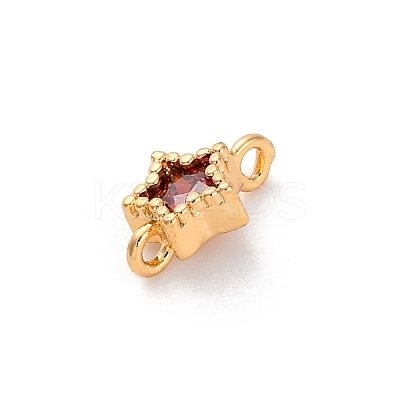 Brass Cubic Zirconia Star Connector Charms KK-Z084-11G-02-1