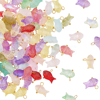 100Pcs Transparent Spray Painted Glass Pendants FIND-SC0020-60-1