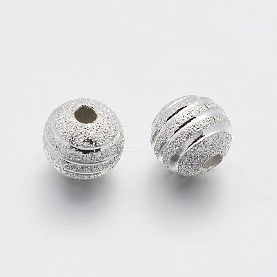 Textured Round Brass Beads KK-N0061-01S-8mm-1